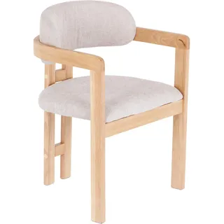 Livetastic Armlehnstuhl , Eichefarben, Hellbraun , Holz, Textil , Kautschukholz , massiv , eckig , 60x80x52 cm , Holzmöbel, Sitzgelegenheiten Holz, Holzstühle