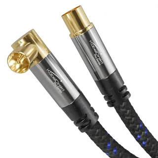 KabelDirekt – 4K Antennenkabel Nylon, TV Kabel gerade/90° gewinkelt – 15m – In Deutschland entwickelt, bruchfester Nylon-Mantel (gerade Buchse/Winkel-Stecker, digital/analog, DVB-C/T/S)
