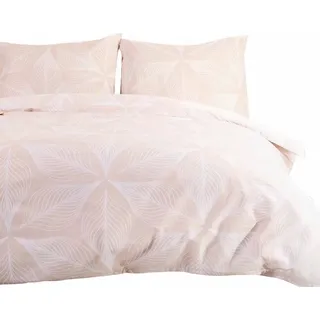 Bettwäsche, dicker, warmer Flanell, 100% Baumwolle 200x220cm 31506-1 Blätter - Beige