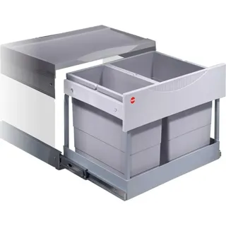 HAILO 3644821 Abfalltrennsystem 30 (18+12) Liter RAUMSPAR TANDEM S PLUS 18/12 mit Ausfahrautomatik - Hellgrau