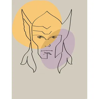 KOMAR "Soulful Sanctuary Thor Head", - Größe: 50 x 70 cm - Poster, Kunstdruck, Dekoration im Kinderzimmer - ohne Rahmen, farbe bild(er): pastell),