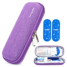 YOUSHARES Insulin Kühltasche, TSA Tragbare Eva-Packung für Insulin Pen, Insulin und Andere Diabetes Zubehör, Insulinpackung Kühlbox auf Reisen, Diabetiker Tasche mit 2 Nylon Kühlakku (Violett)