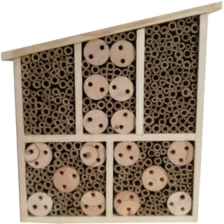 Dehner Natura Premium Insektenhotel Osmia, Insektenhaus / Nistkasten für Bienen/Schmetterlinge/Käfer, ca. 32 x 9 x 30 cm, Kiefern-, Tannenholz/Bambus/Sperrholz, natur