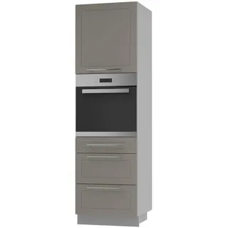 Feldmann-Wohnen Backofen-Hochschrank Kvantum D14/Ru/3M Beige Matt / Grau Matt 60 / 59 / 207cm , Metall , Rechteckig , 60x207x59 cm , Küchen, Küchenmöbel, Küchenschränke, Geräteumbauschränke