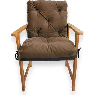 4L Textil Gartenstuhlauflage Niedriglehner Hochlehner (50x50x50 cm, Braun) - Braun