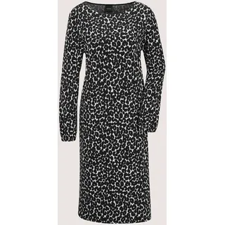 Sommerkleid MADELEINE "Kleid Modernes Jersey-Kleid mit Leo-Print", Damen, Gr. 46, N-Gr, schwarz (schwarz, wollweiß), Obermaterial: 64% Polyester PES. 33% Viskose CV. 3% Elasthan EL., Modern, Kleider Sommerkleid, Softe Jerseyqualität