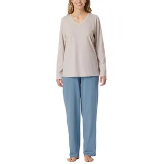 Schiesser Damen Schlafanzug Set lang weiche Baumwolle-Nightwear Pyjamaset, Sand_181986, 40