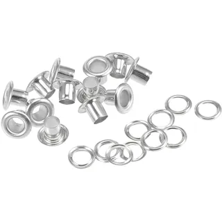 sourcing map 200Sätze Ösen mit Unterlegscheiben Kit 10 x 5 x 7mm Kupfer verchromt Silber