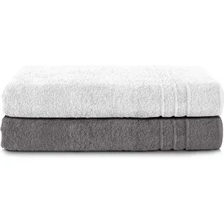 Komfortec Handtuchset 80 x 200 cm grau/weiß 2-tlg.