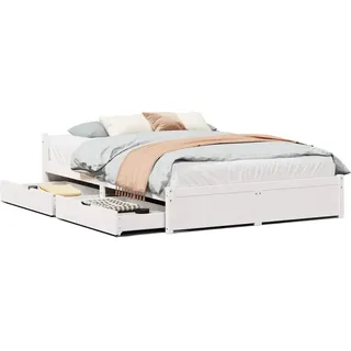 vidaXL Massivholzbett ohne Matratze Weiß 120x200 cm Kiefernholz - Weiß