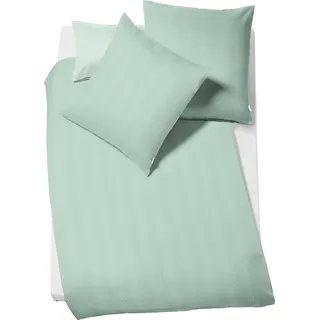 Bettwäsche FLEURESSE "Jade", grün (matcha), B/L: 155cm x 200cm, 1 Stk., 1 Stk., Mako-Damast, B/L: 80cm x 80cm, 2 Stk., Mako-Damast, Obermaterial: 100% Baumwolle, Bettwäsche, Bettwäsche, mit dezentem Muster