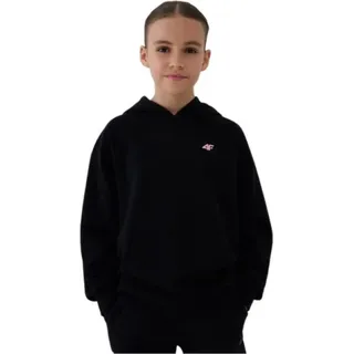 Oversize Sweatshirt mit Kapuze, Kängurutasche und Standard-Hüftlänge ohne Reißverschluss - Schwarz