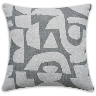 Gardinia Sehlbach Kissen Chenillegarn grafisch, Grau, 45 x 45 cm Kissen, Hochwertiges Jacquard, Modernes Design, Abnehmbarer Bezug, Inklusive Füllung