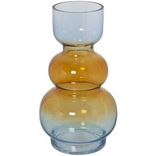 Tischvase aus Glas in Bernstein und Blau, 9 x 25 cm