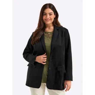Jackenblazer SHEEGO "Blazer", Damen, Gr. 46, schwarz, 90% Polyester, 10% Elasthan, Blazer Jackenblazer
