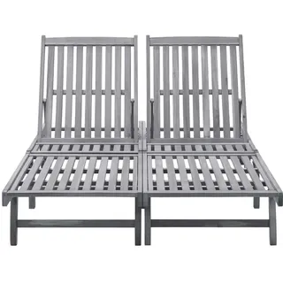 vidaXL Doppel-Sonnenliege Massivholz Akazie - Grau