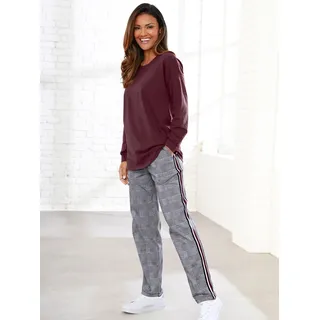 Schlupfhose, Damen, Gr. 48, Normalgrößen, schwarz-weiß (schwarz, weiß, bedruckt), 100% Baumwolle, gemustert, kariert, lang, Hosen Schlupfhose