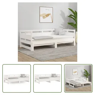 The Living Store Tagesbett Ausziehbar Weiß Massivholz Kiefer 2x(90x200) cm - Weiß