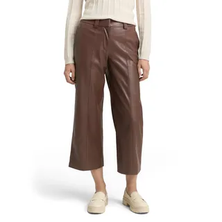 TOM TAILOR Damen 1048846 Culotte Hose in Lederoptik, 27506-Dark Pecan Brown, 34W / 28L