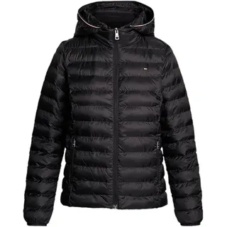 Tommy Hilfiger Damen Daunenjacke PADDED GLOBAL STRIPE Jacket mit Kapuze, Schwarz