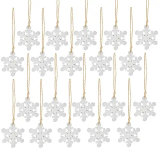 Weiße Holz Schneeflocken Zum Aufhängen Weihnachtsbaum Schmuck Set 20