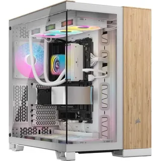 Corsair 6500X (Tempered Glass) White/Bamboo Wood