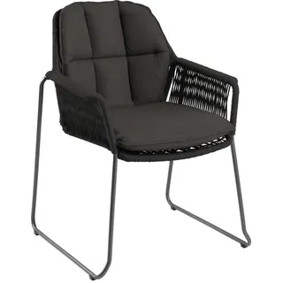 Tierra Outdoor Stapelstuhl , Schwarz , Metall, Textil , Füllung: Polyurethan (Pur) , Kufe , 66x87x64 cm , stapelbar , Gartenmöbel, Loungemöbel