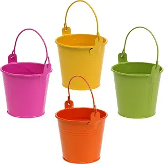 Bunte Mini-Eimer als Übertöpfe oder Deko, Metall, 12er Set, Ø8cm H7,5cm in fröhlichen Farben