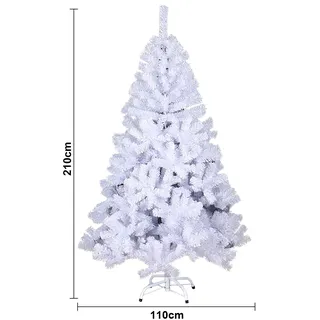 VINGO Weihnachtsbaum Beflockung Christbaum PVC 210cm Baum kuenstlicher Tannenbaum weiss - Weiß