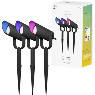 Hombli Smarter Gartenstrahler - Spot Light für Außenbereich, 16 Mio. Farben, RGB, CCT, kompatibel mit Google, Alexa, Siri, Zeitschaltuhr - 3 Stück