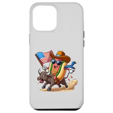 Hülle für iPhone 12 Pro Max Funny Hotdog US Flag Riding Bull 4th of Juli Rodeo Lovers