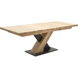 MCA Furniture Esstisch Ausziehtisch Mendoza | Eiche Bianco massiv |180(270) x 100 cm - schwarz,
