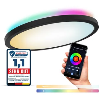 SSC-LUXon ERUNA smarte LED RGB Deckenleuchte Wohnzimmer Ø 29cm indirekte Beleuchtung - WLAN App Steuerung kompatibel mit Alexa, Siri & Google