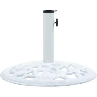 vidaXL Sonnenschirmständer Schirmständer Sonnenschirmfuß Schirmhalter Sonnenschirmhalter Sonnenschirm Ständer Rund Weiß 12kg 48cm Gusseisen