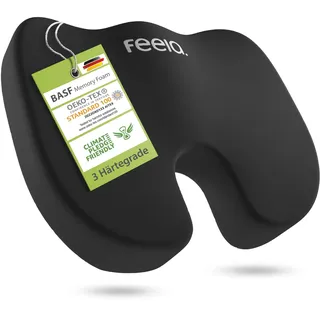 feela.® Orthopädisches Autositzkissen [3 Härtegrade] TESTSIEGER – Keilkissen für Autos – Besserer Sitzkomfort und Entlastung des Steißbeins – Autositz-Sitzerhöhung, Fahrersitzkissen (Medium)