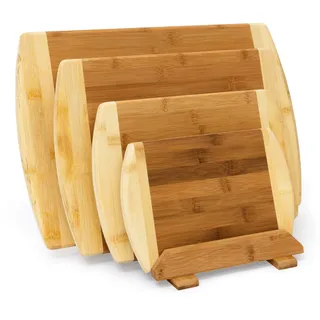 Relaxdays Schneidebrett Bambus 4-tlg. 44 x 29,5 cm Braun