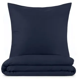 Blumtal Bettwäsche 135x200cm + 40x80cm - Mikrofaser Bettwäsche Set - Mikrofaser Bettbezug bis 95 °C - Deckenbezug + Kissenbezug 2-teilig - Bettbezug Dark Ocean Blau