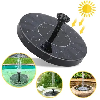 Fiqops Solar Springbrunnen Outdoor Solar Teichpumpe mit 1.5W Solar Panel Solarpumpe Wasserpumpe Fontäne Schwimmender Brunnen für Gartenteich Springbrunnen Fisch Behälter Kleiner Teich