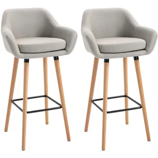 Homcom Barhocker, Buchenholzbeine, Metall Beige , Holz , 48x100x55 cm , Esszimmer, Barmöbel, Barhocker