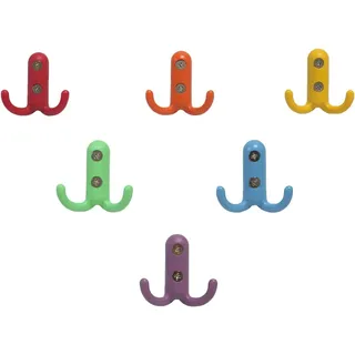 LILOVE Kleiderhaken Kinder Bunt Wandhaken Schrauben Klein Metall Haken Dekorativ Kinderzimmer Kindergarderobe 6er Set Garderobenhaken Huthaken Schlusselhaken Handtuchhaken Doppelhaken, A