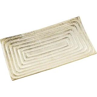 DRW Rechteckiger Tischaufsatz aus goldfarbenem Aluminium, 55 x 28 x 5 cm, Metall, Gold, 55x28x5 cm