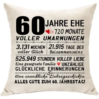 Hasodeo 60 Jahrestag Geschenk Für Ihn Sie Kissenbezug Diamantene Hochzeit Geschenk Beste Hochzeitstag Jahrestag Geschenk zum 60. Jahrestag Für Paare Männer Frauen Mann Frau (60th)