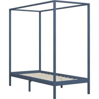 Himmelbett-Gestell Grau Massivholz Kiefer 90 x 200 cm - Grau