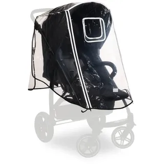 hauck Universal Regenschutz 47 x 40 x 85 cm mit Reflektierender Umrandung, Kontakt & Belüftungs Fenster, Einfache Klettverschluss Befestigung am Kinderbuggy (Transparent)