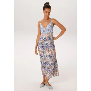 Sommerkleid ANISTON CASUAL, Damen, Gr. 40, N-Gr, wollweiß, jeansblau, hellblau, marine, pink, rosa, dunkelgrün, salbei, orange, gelb, fuchsia, Web, Obermaterial: 100% Viskose, Paisley, bedruckt, gemustert, figurumspielend Midi, V-Ausschnitt, Kleider Sommerkleid, im trendigen Muster-Mix