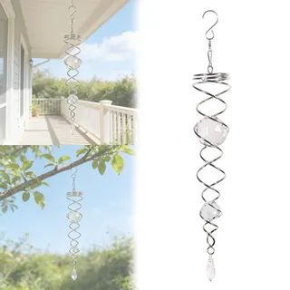 Crystal Twister Klar 5x30cm, Metall Windspirale Suncatcher & reflektierendes Windrad, Garten Deko & Vogelabwehr für Fenster Balkon Hof und Terrasse