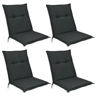 Beautissu 4er Set Niedriglehner Auflagen Base NL, 100x50cm, Graphit - Dunkelgrau