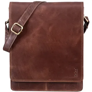 TALED Leder Umhängetasche Herren & Damen I Echtleder Laptoptasche bis 13 Zoll I Messenger Bag mit Schultergurt I Schultertasche I Arbeitstasche I Tragetasche I Handtasche I Vintage Cognac