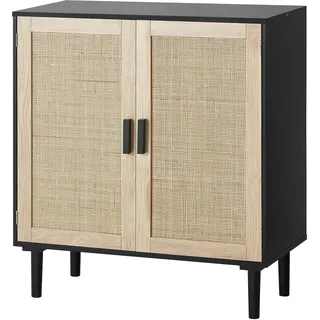 VEVOR Rattanschrank Rattankommode 1 STK. Aufbewahrungsschrank mit 2 magnetischen Türen, Sideboard Buffetschrank mit verstellbaren Regalen, Ideal für Flur Eingangsbereich Wohnzimmer oder Küche