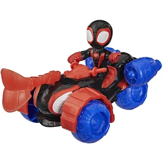 Marvel Spidey und Seine Super-Freunde Miles „Spin“ Morales Techno-Racer Spielzeug mit Action-Figur 7,6 cm